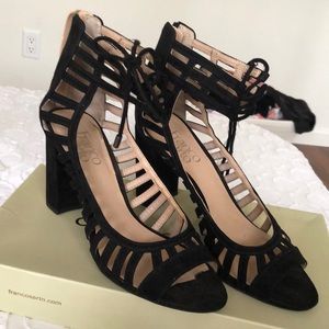 Franco Sarto black caged heels